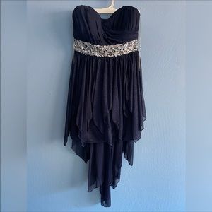 Blue Sequins High Low Dress